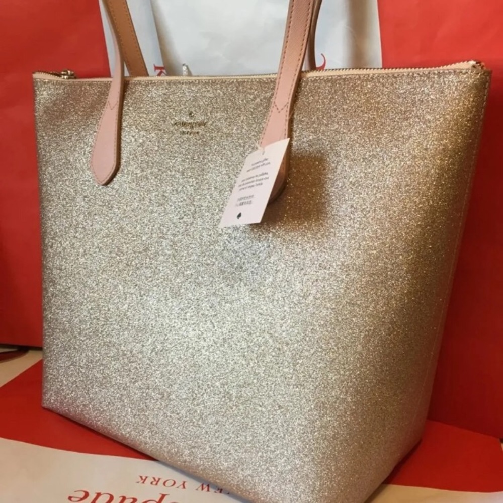 Last one kate spade glitter tote pink and gold